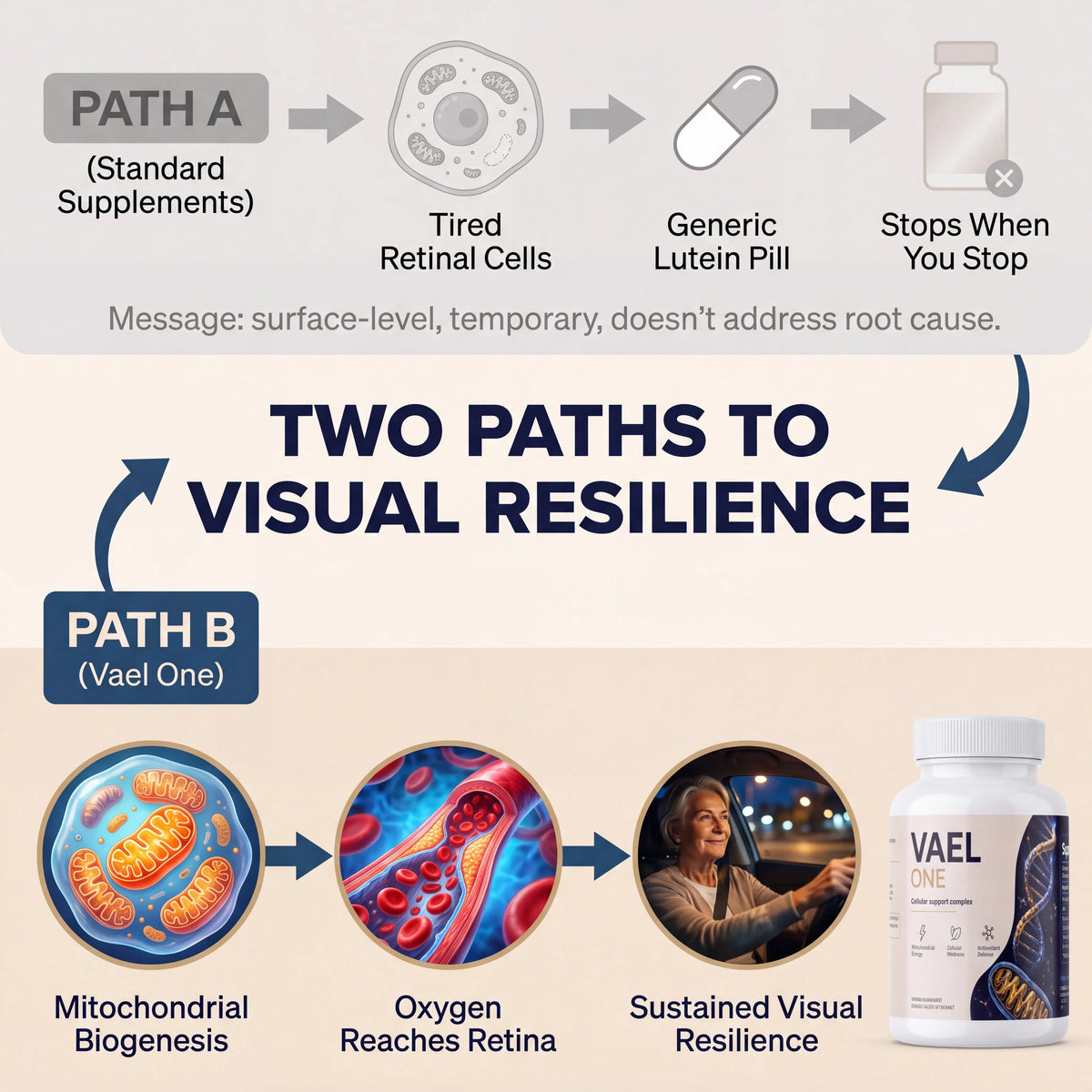 Two paths to visual resilience: standard supplements versus Vael One